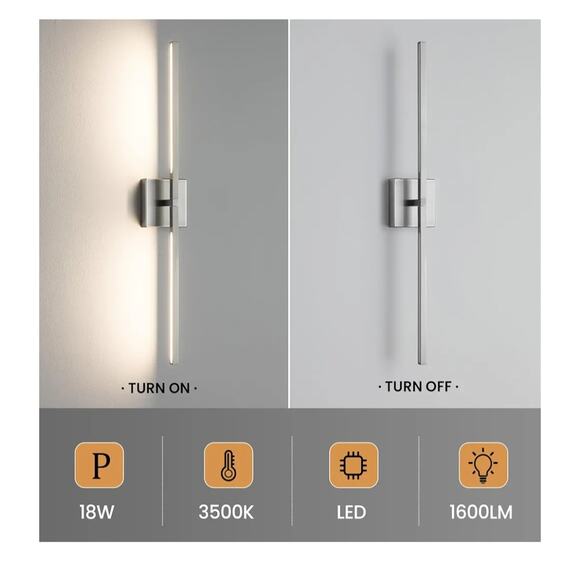 30" Brushed Nickel LED Bathroom Vanity Light Fixture Horizontal or Vertical - Picture 4 of 10